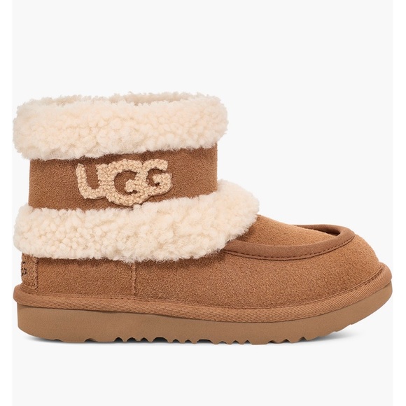 New!🍁UGG® Kids' Ultra Mini Fluff Genuine Shearling Boot CHESTNUT